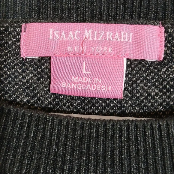 Isaac Mizrahi Animal Print Gray Black Sweater Large - Picture 6 of 7